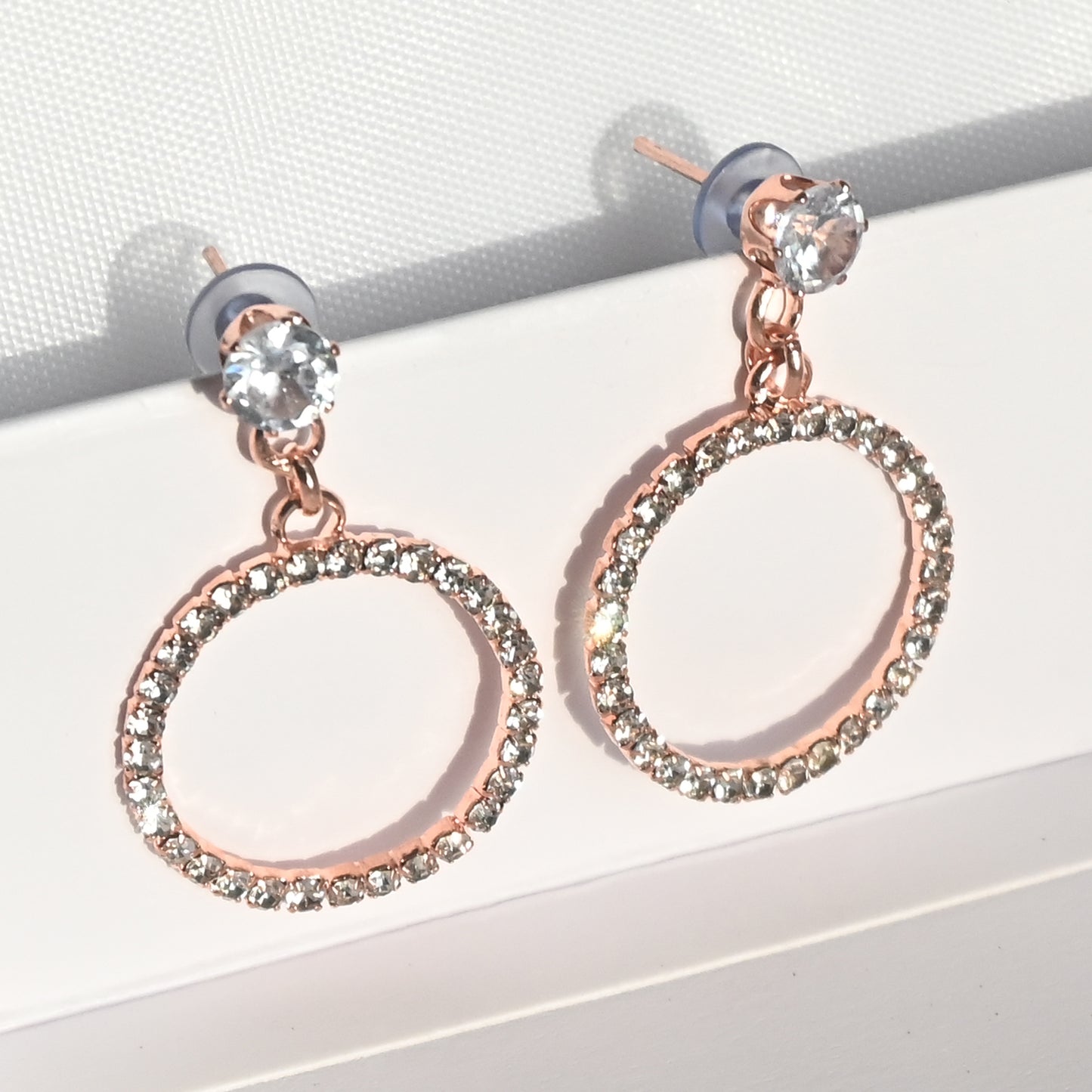 Gold plated Round crystal Earrings