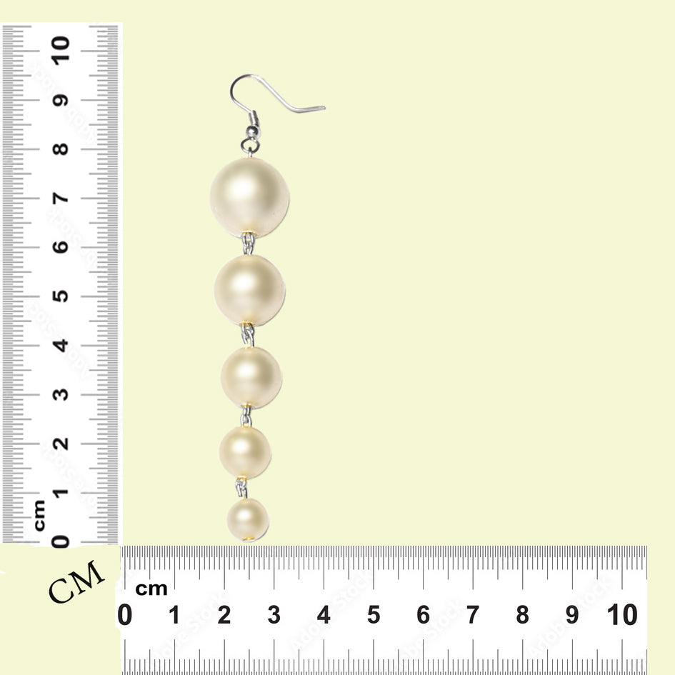 Long White Pearls Moti Earrings- Silver