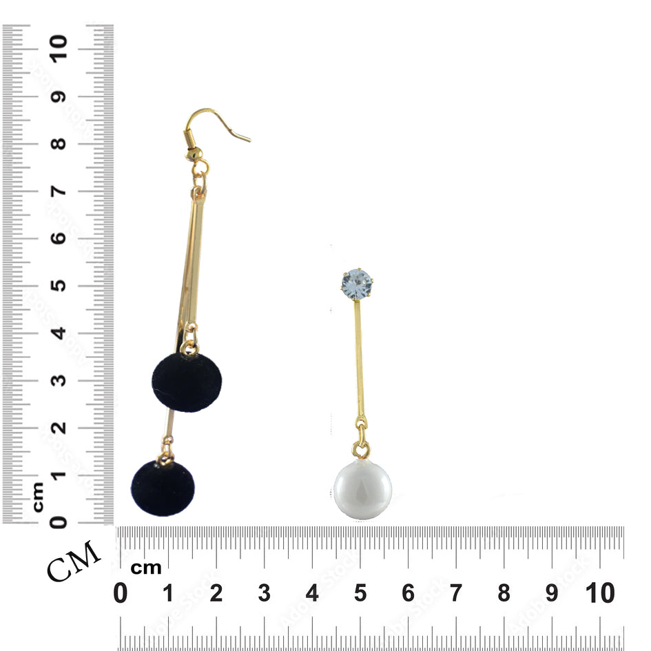 Golden Earrings Combo with Crystals -Black & White Ball