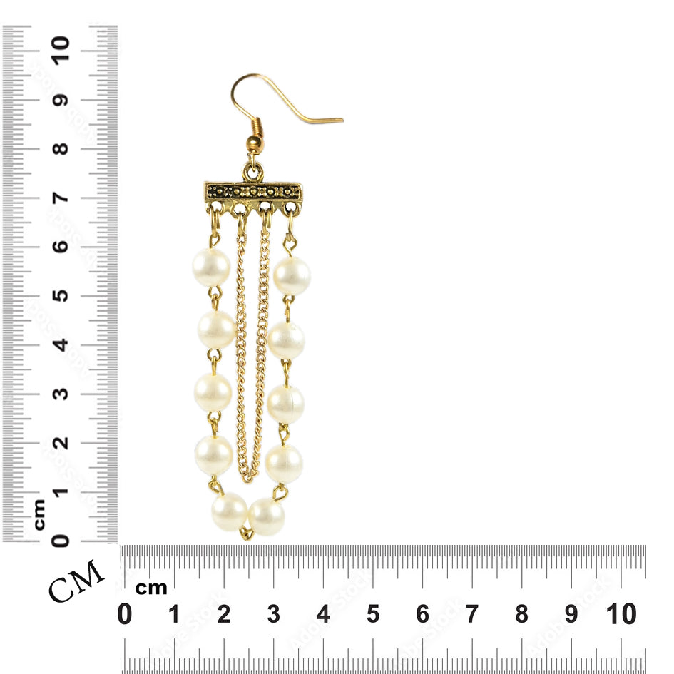 Long chain earrings with White Pearls