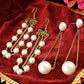 2 Long Hanging Earrings Combo with White Pearls