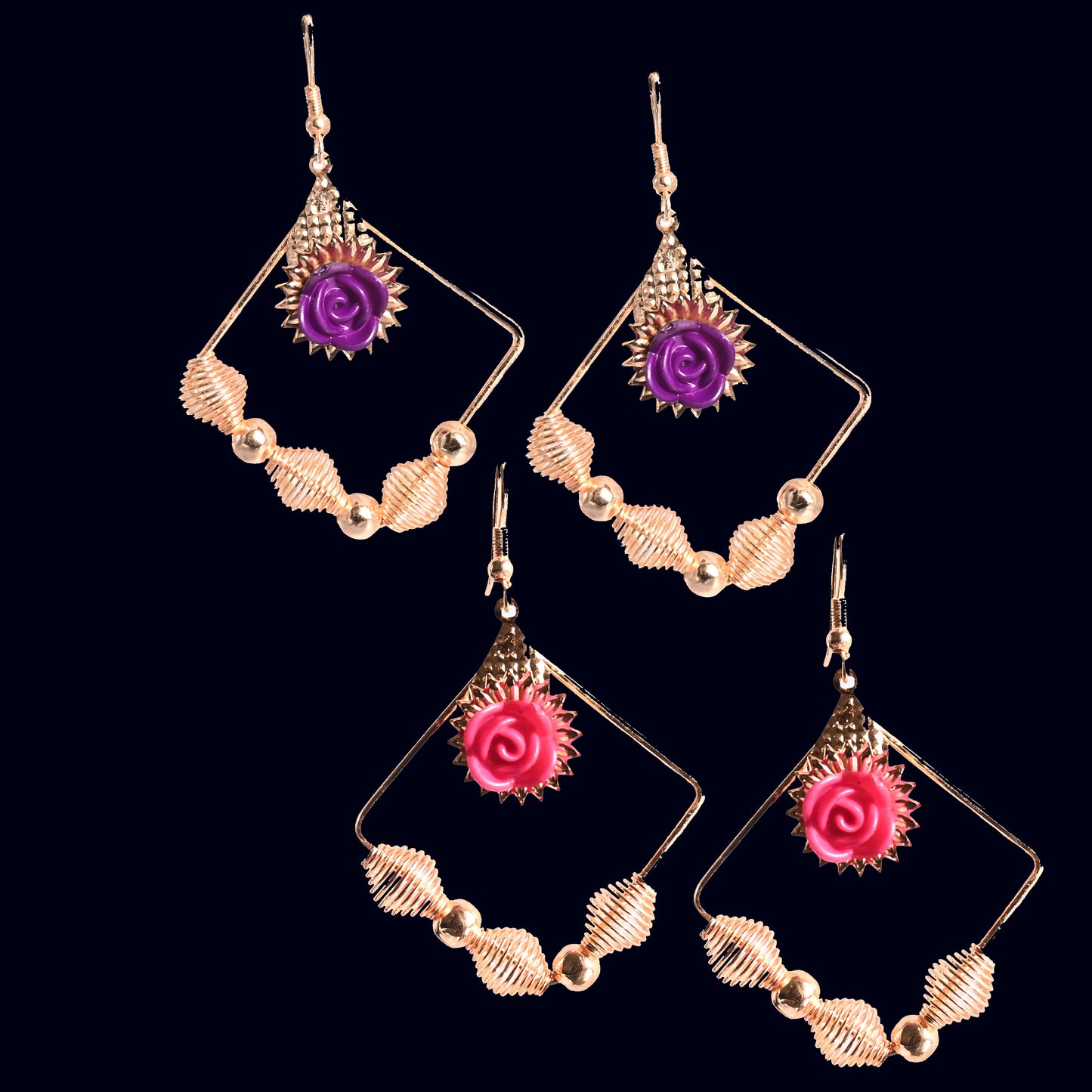 Golden Rose Earrings Combo