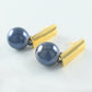 Gold plated Drop Earrings with blue Pearl