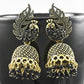 Golden Jhumka Earrings- Peacock Shape