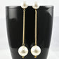 Long Gold chain earrings with White Pearls