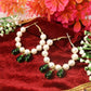 Hoop Earrings with White & Green Pearls