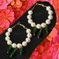 Hoop Earrings with White & Green Pearls