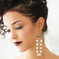 Long chain earrings with White Pearls