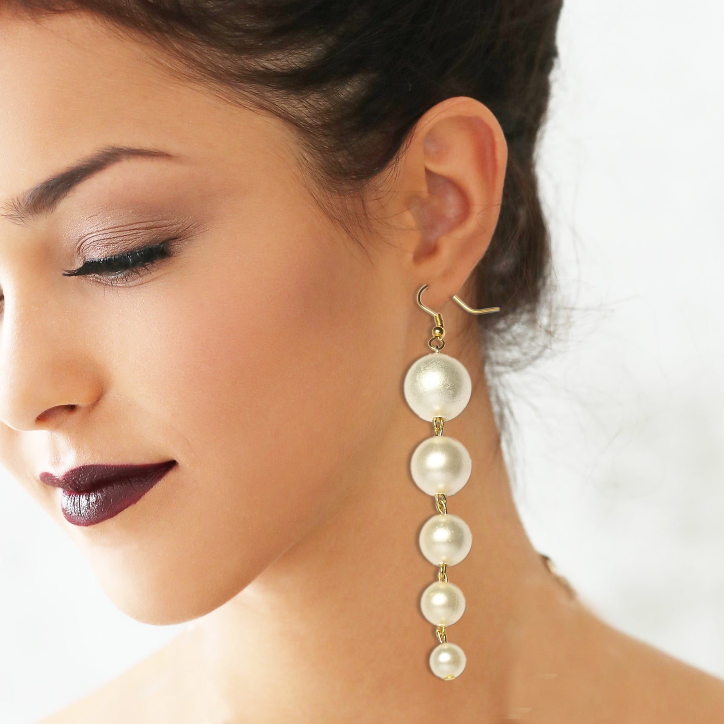 Long White Pearls Moti Earrings