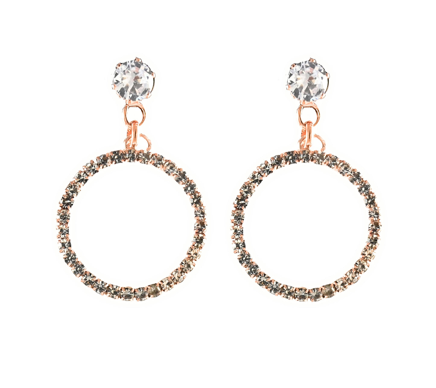 Gold plated Round crystal Earrings