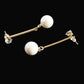 Gold plated Drop Earrings with White Pearl & Crystal