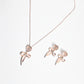 Rose Gold Crystal Pendant Earrings Set