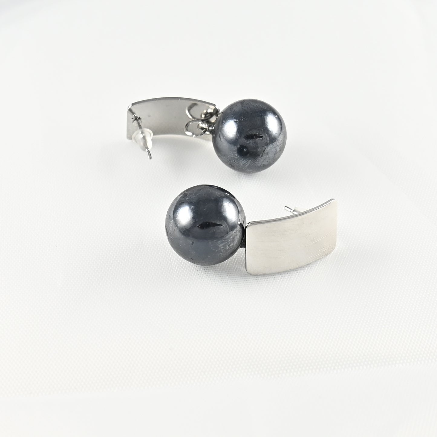 Black Pearl Ball Earrings