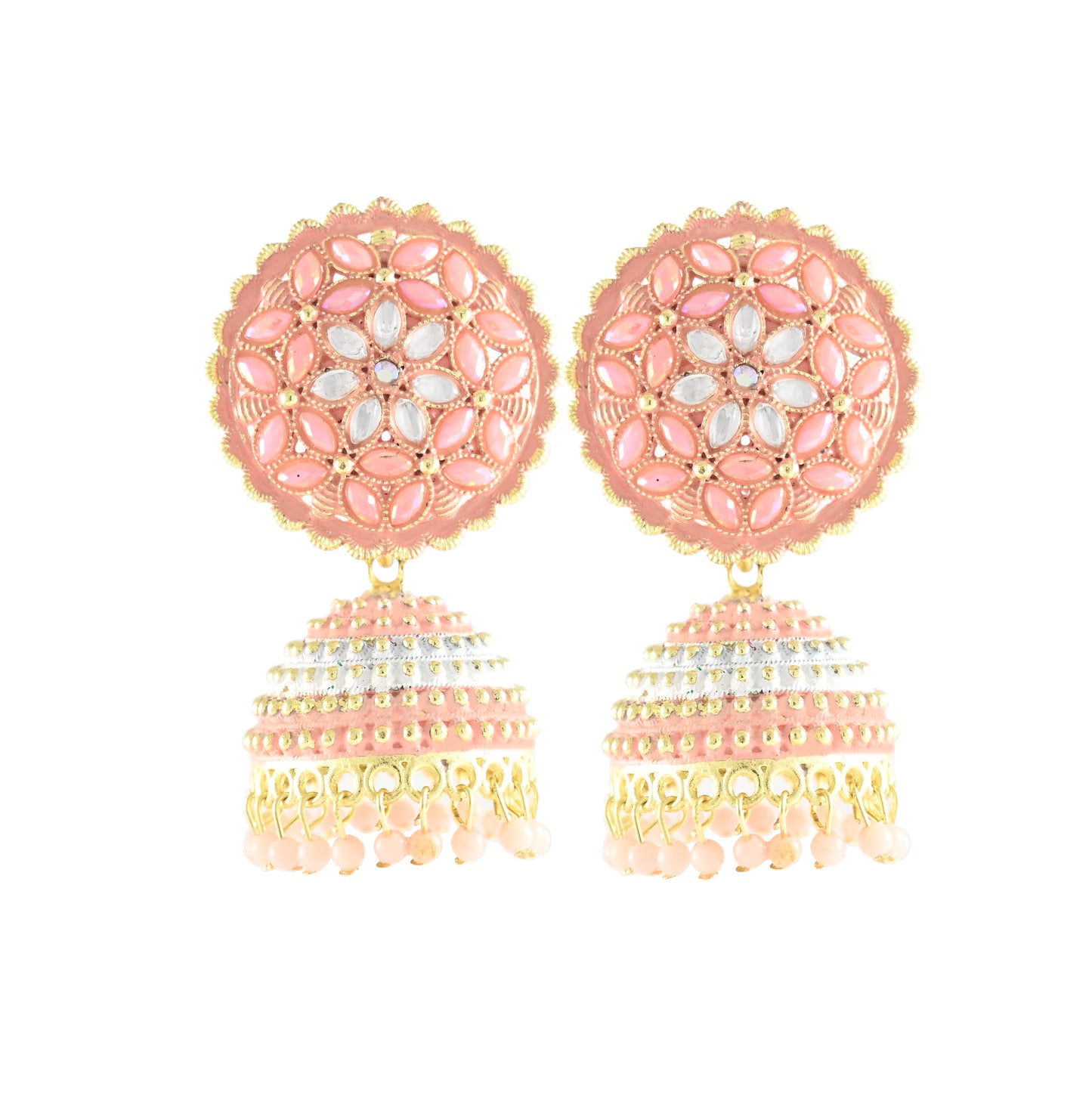 Traditional Ethnic Floral Jhumka Pearls Earrings