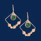 Gold plated Rose Flower Earrings- Green