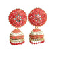 Gold Plated Pearl Jhumka Earrings- Orange & White