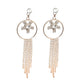 Gold Plated Long Round Earrings with Crystals