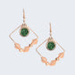 Gold plated Rose Flower Earrings- Green