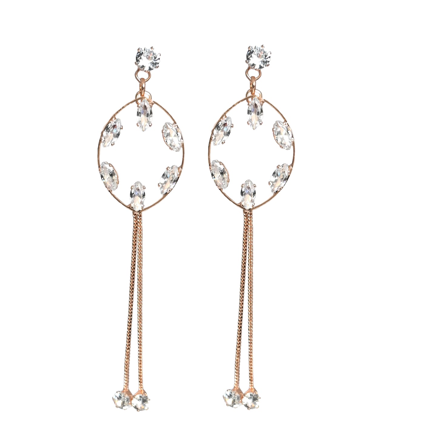 Gold Plated Long Crystal Earrings