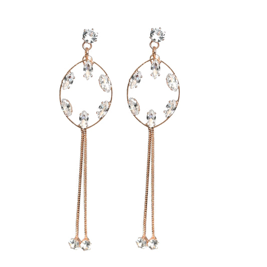 Gold Plated Long Crystal Earrings