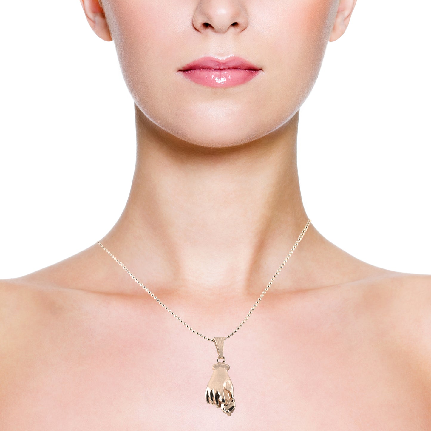 Gold Pendant Necklace- Hand Shape