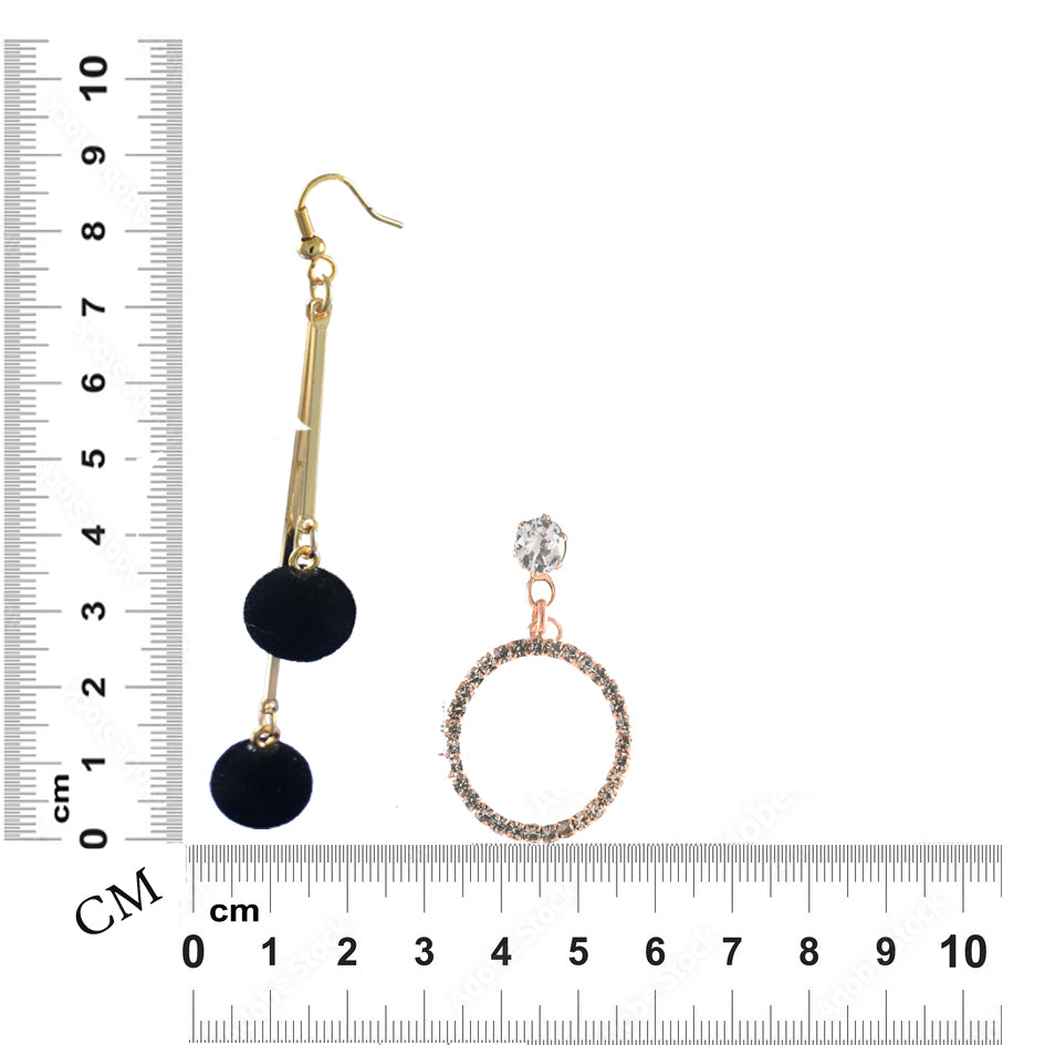 Black Ball & Golden Crystal Earrings Combo