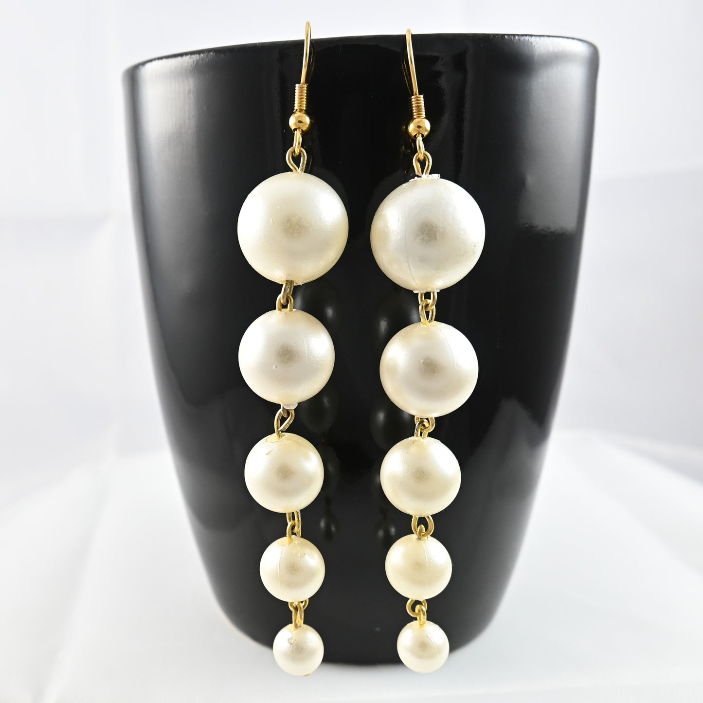 Long White Pearls Moti Earrings