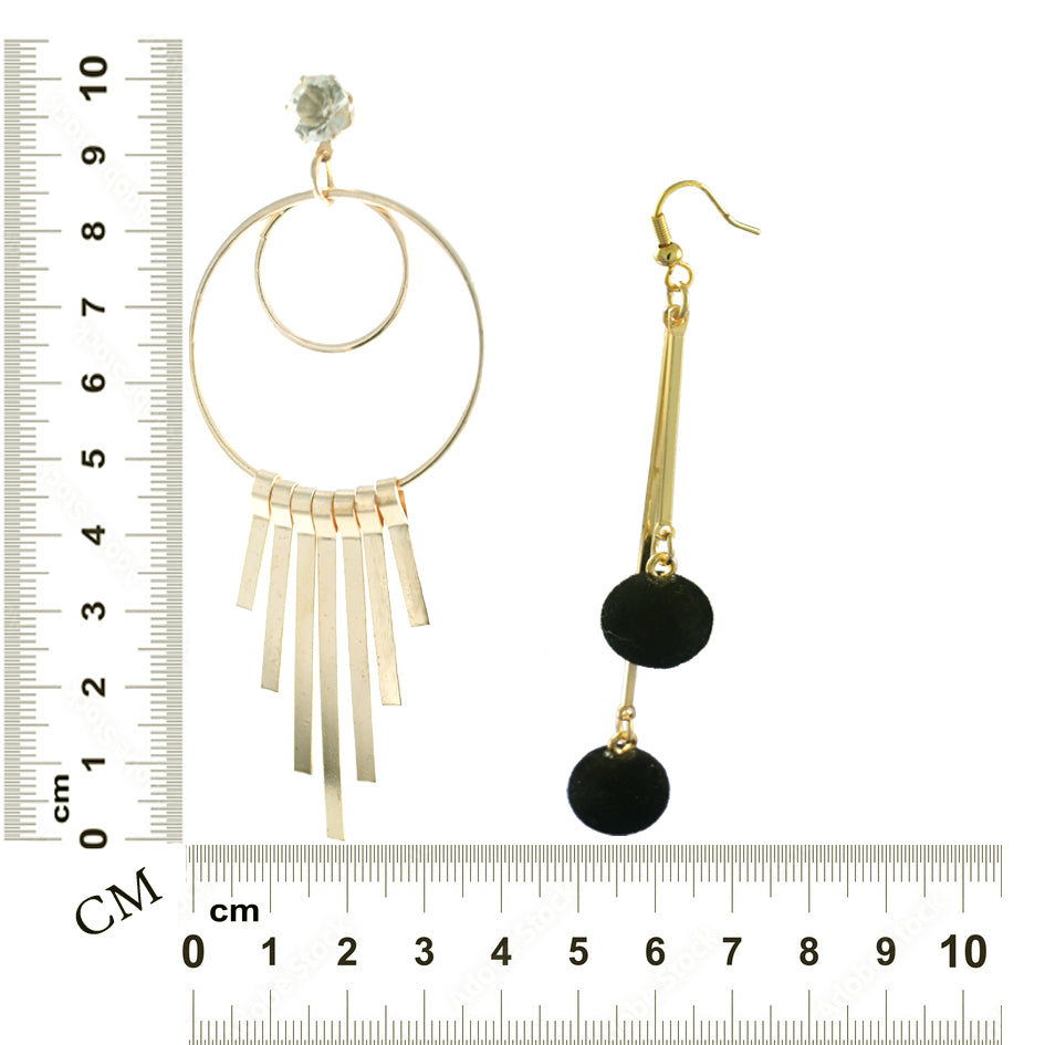 Golden Earrings Combo with Crystals & Black Ball