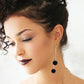 Gold plated Drop Earrings with black Pearl