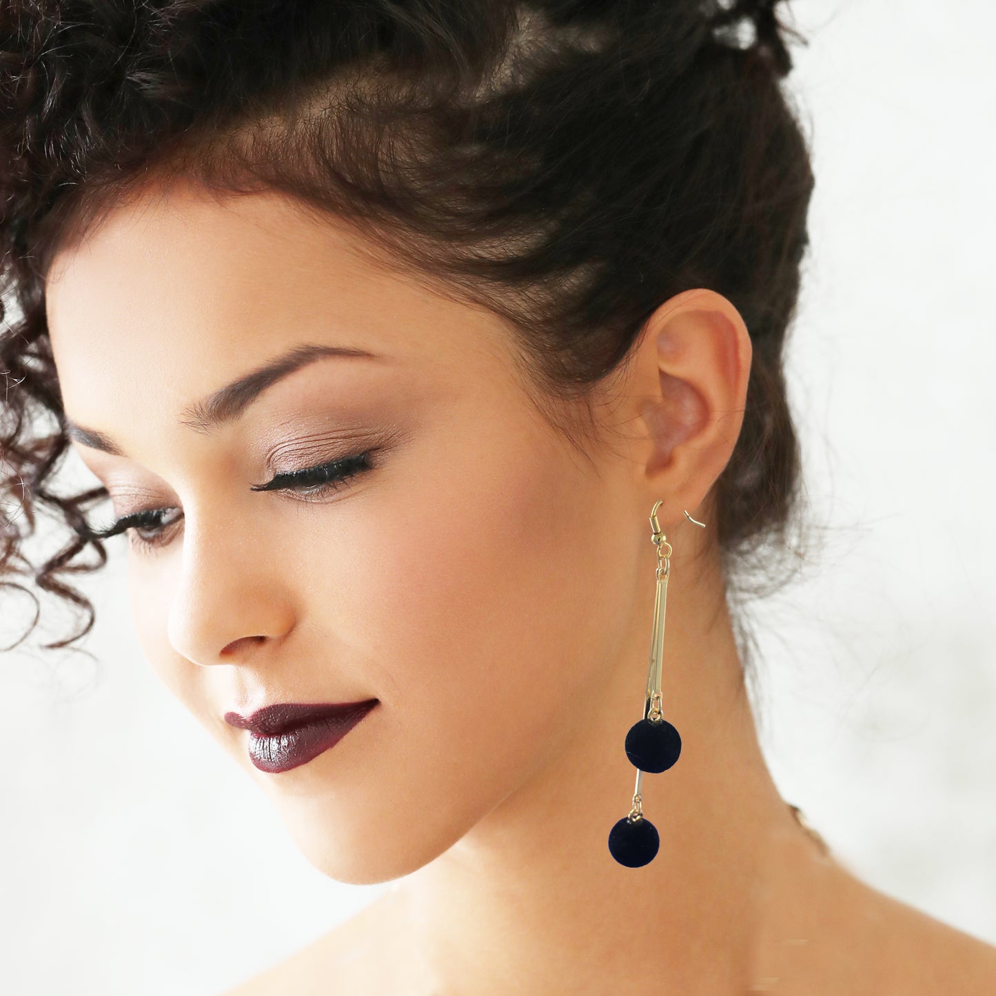 Black Ball & Golden Crystal Earrings Combo