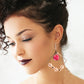 Gold plated Rose Flower Earrings- Pink