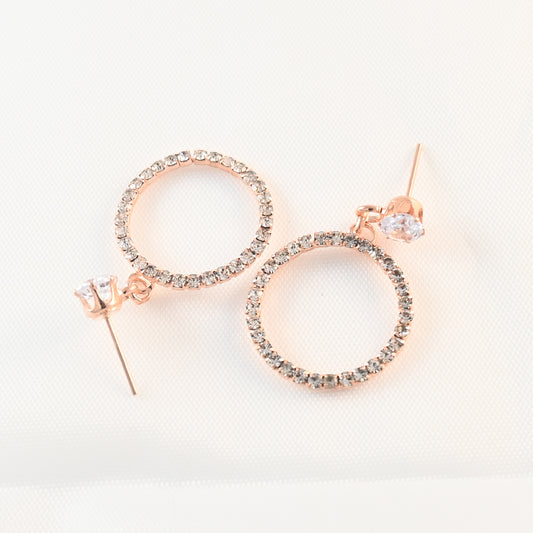 Gold plated Round crystal Earrings