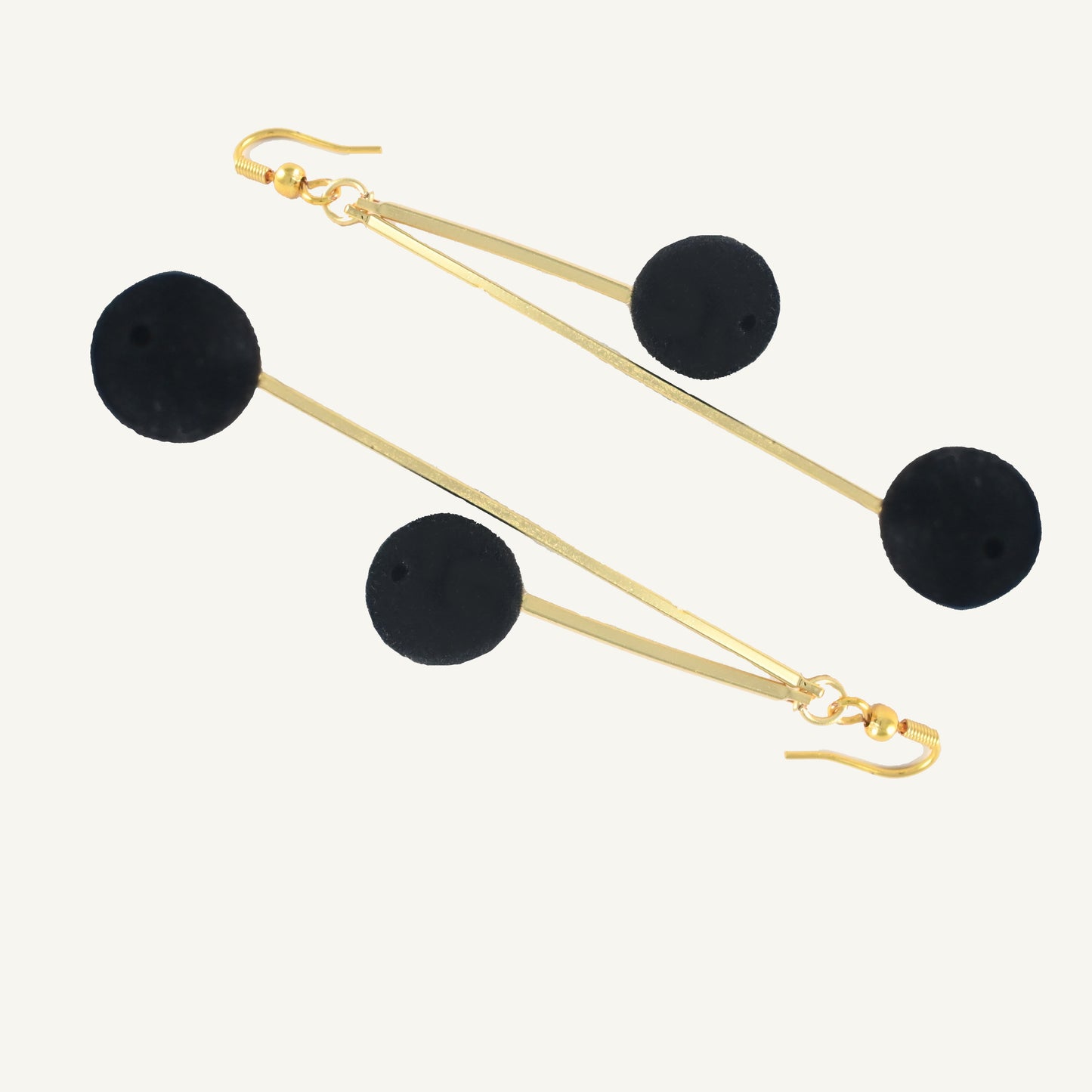 Black Ball & Golden Crystal Earrings Combo