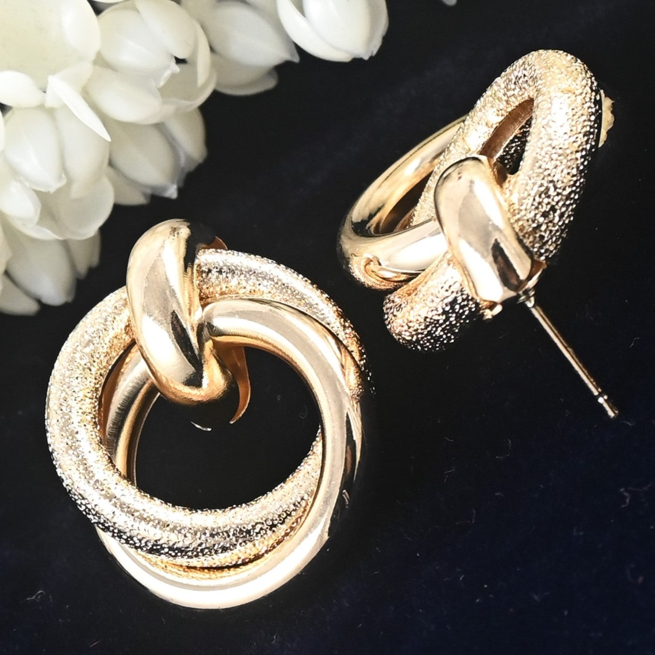 Golden Round Korean Earrings