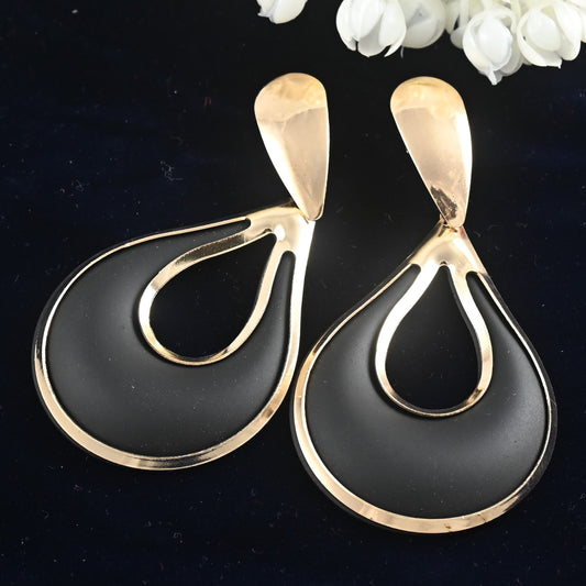 Golden Western Black Dangle Earrings