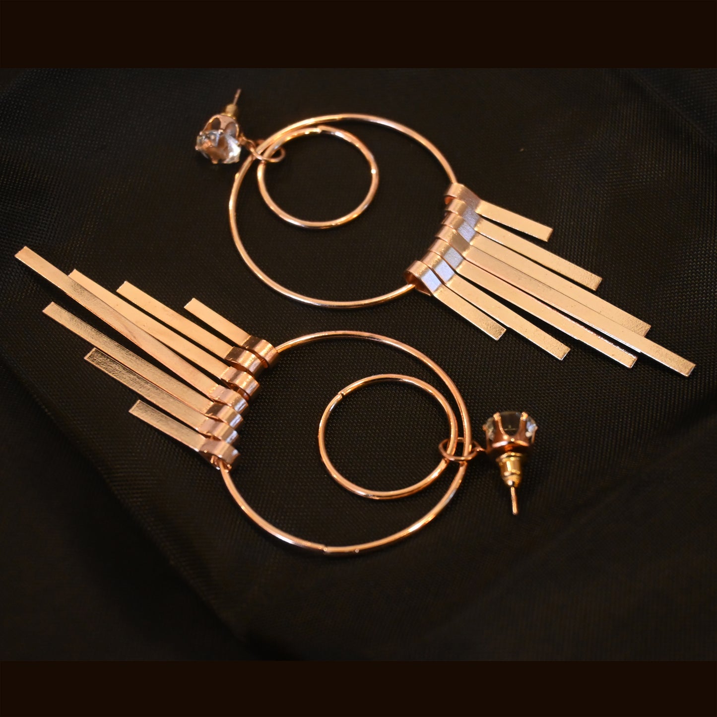 Golden Earrings Combo with Crystals & Black Ball