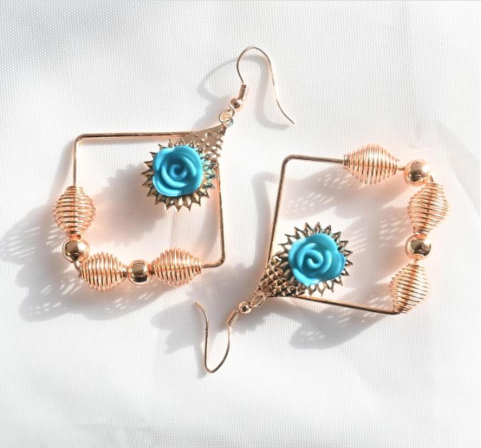 Gold Rose Earrings Combo