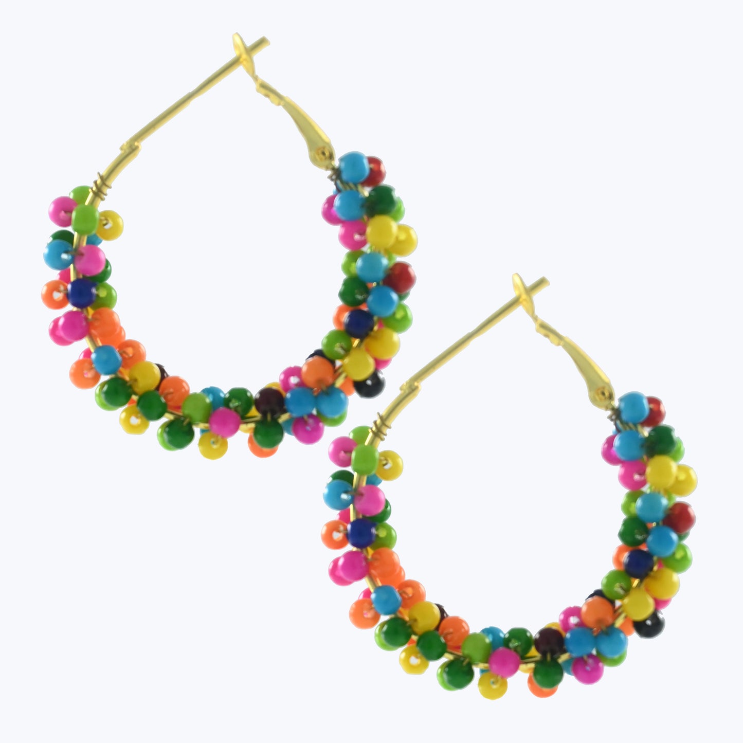 Gold plated multicolor Bali Earrings with Pearl