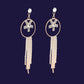 Gold Plated Long Round Earrings with Crystals