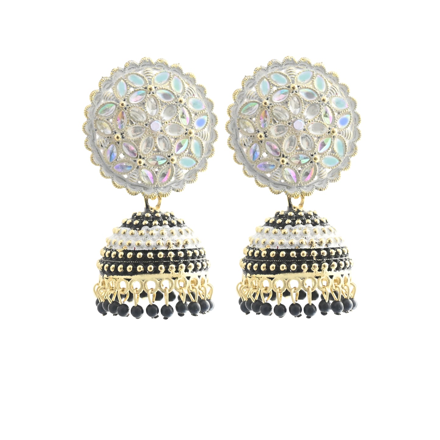 Traditional Ethnic Floral Jhumki Pearls Earrings