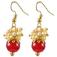 Earrings with Red & White Pearls