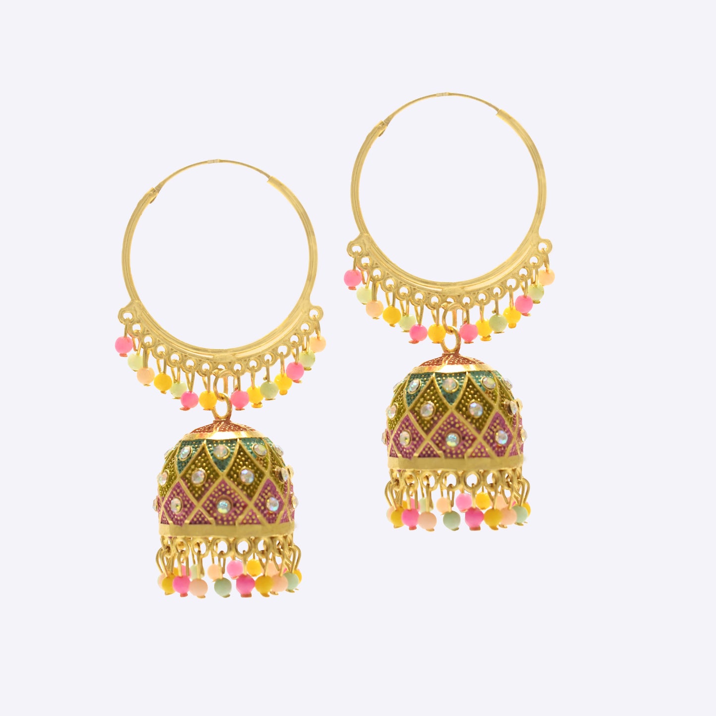 Multicolor Jhumka Earrings with Pearls