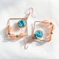 Gold Plated Rose Earrings- Sky Blue