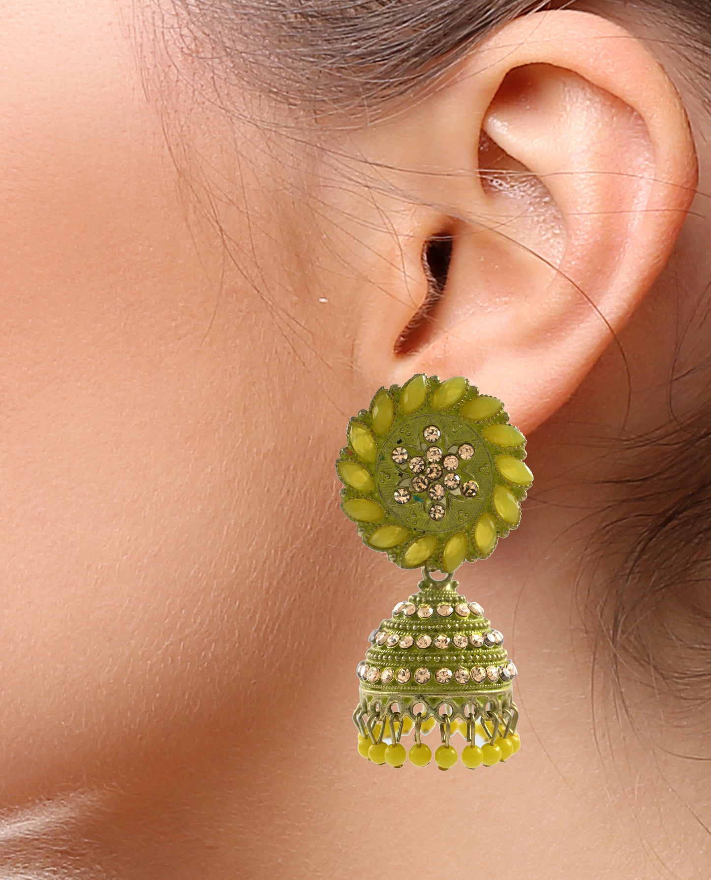 Gold Plated Jhumka Earrings with Pearls