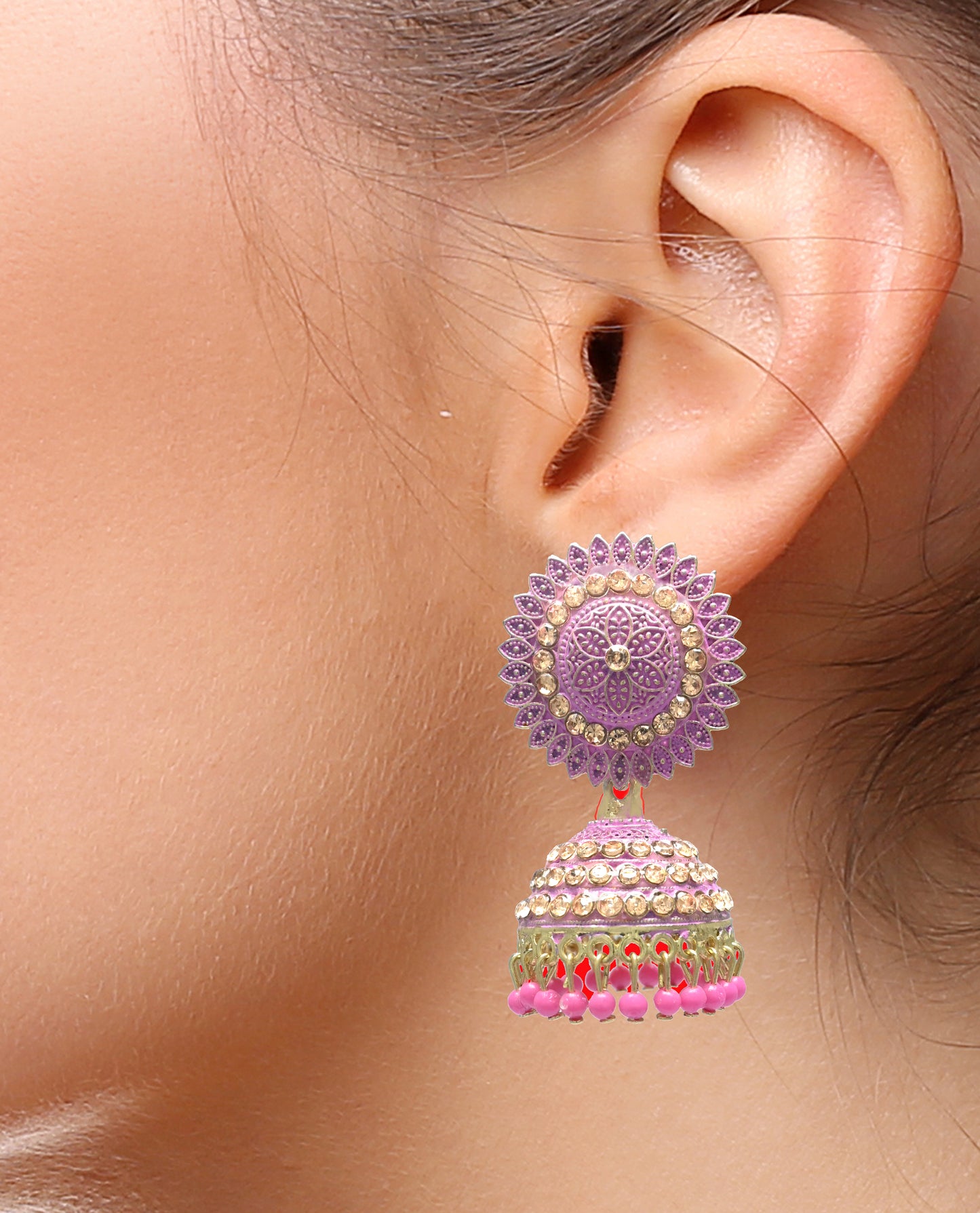 Gold Plated Jhumka Earrings with Pearls