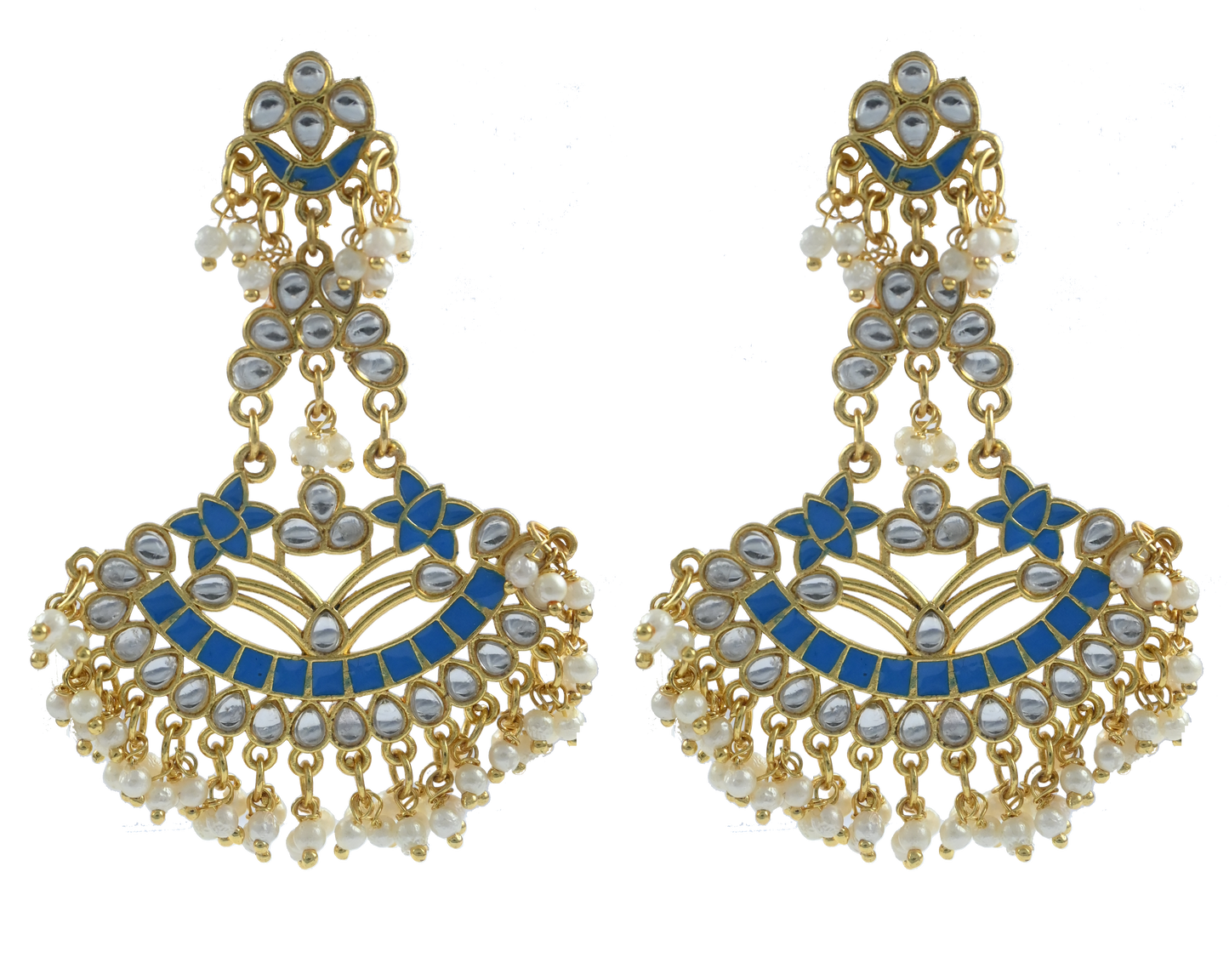 Gold Plated Chandbalis Earrings with Pearls