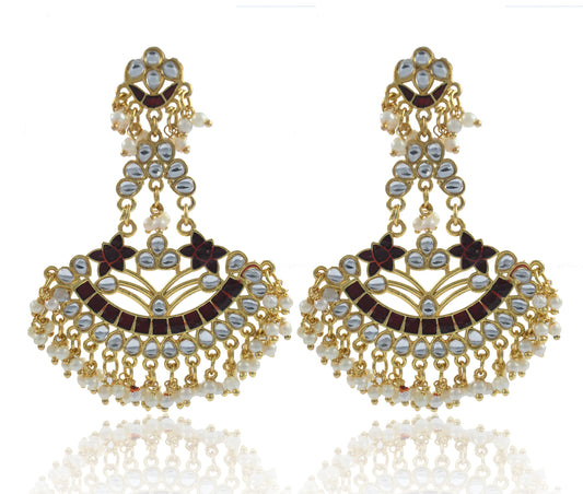 Gold Plated Chandbalis Earrings with Pearls