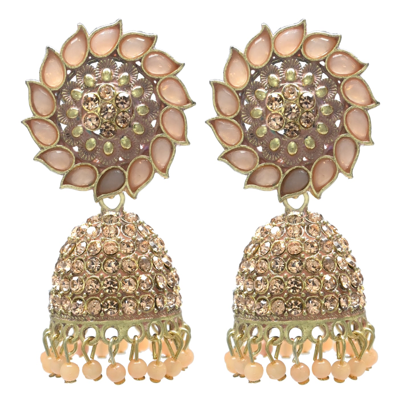 Gold Plated Jhumka Earrings with Pearls