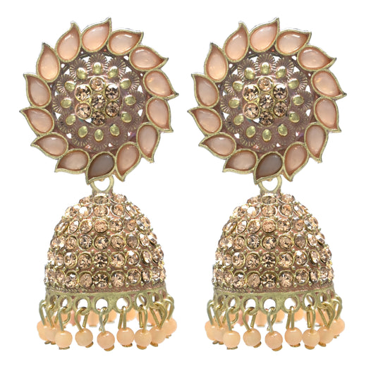 Gold Plated Jhumka Earrings with Pearls