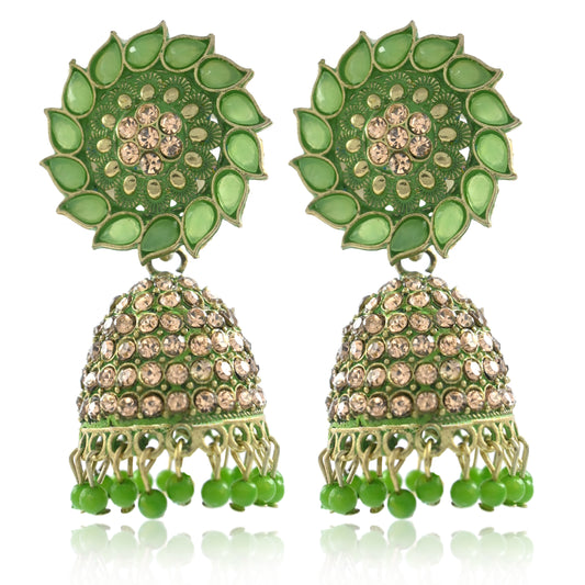 Gold Plated Jhumka Earrings with Pearls